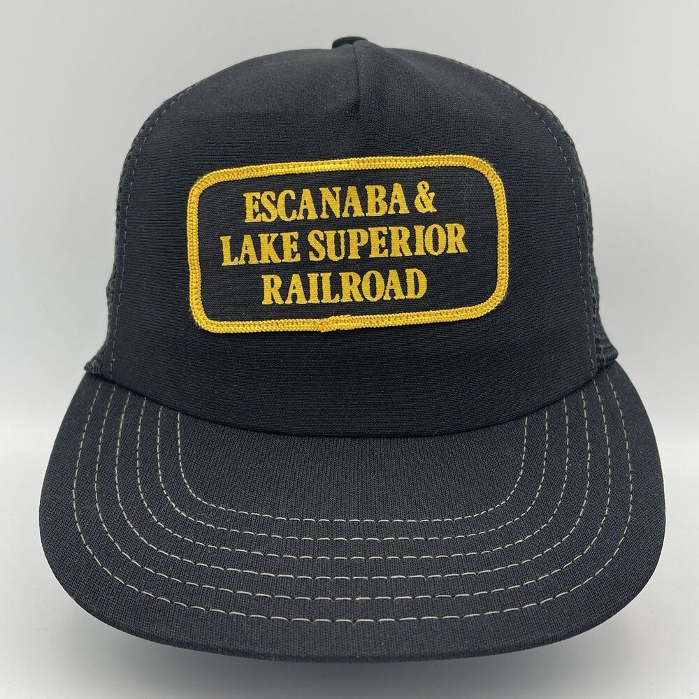 Vintage Escanaba Lake Superior Railroad Snapback Trucker Patch Hat Cap RARE